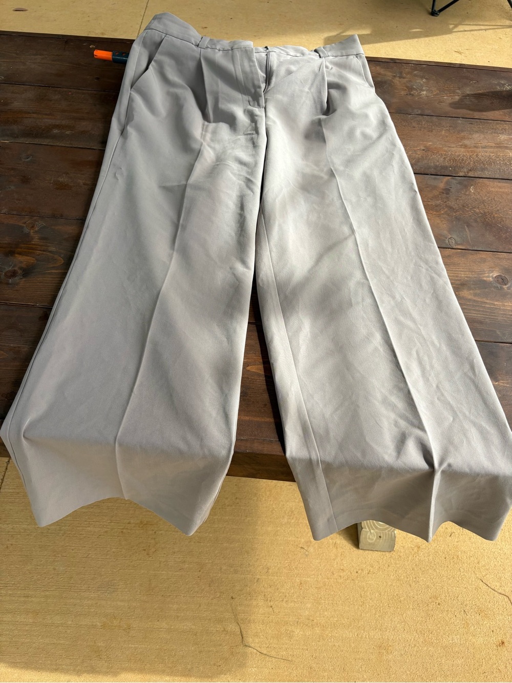 LOFT Neutral Taupe Wide Leg Trouser